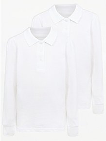 2 Pack Girls Plain 100% Cotton Polo Shirts Children School T-Shirt Uniform Summer Ages 3-10 Years 