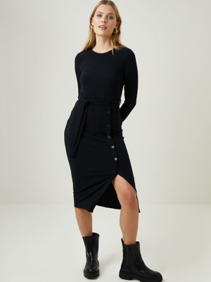 black button dress long sleeve