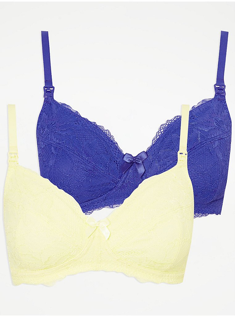 Yellow Lace Non Wired Nursing Bras 2 Pack, Lingerie