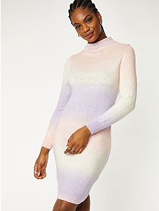 Lilac Rainbow High Neck Bodycon Knitted Mini Dress