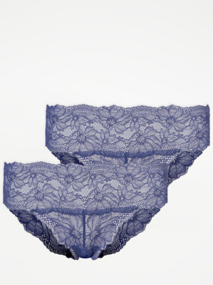 Navy Lace Bandeau Knickers 2 Pack | Lingerie | George at ASDA