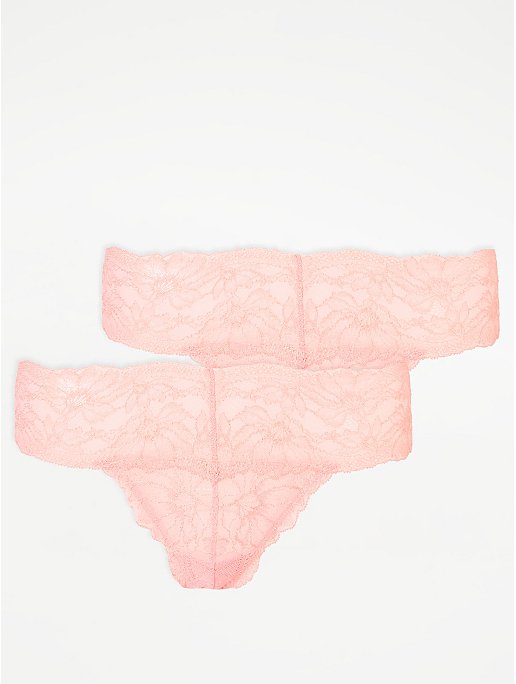 Pink Lace Bandeau Thongs 2 Pack | Women | George at ASDA