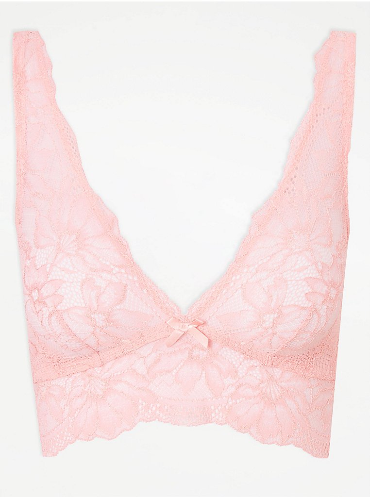 Pink Non Wired Lace Bralette | Lingerie | George at ASDA