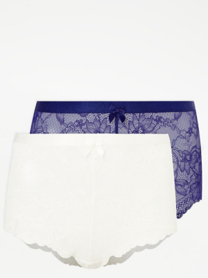 Floral Lace High Waist Short Knickers 2 Pack | Lingerie | George at ASDA
