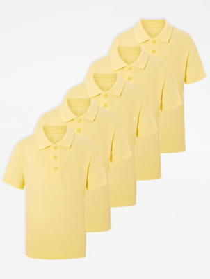 Yellow School Polo Shirt 5 Pack School at ASDA