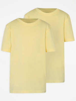 Yellow Crew Neck School T-Shirt 2 Pack