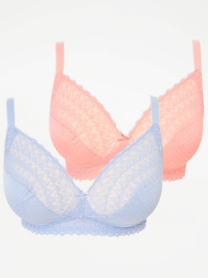 Jacquard Non Wired Bra 2 Pack Women at ASDA