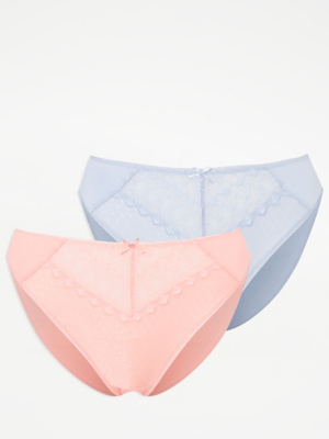 Jacquard High Leg Knickers 2 Pack Women at ASDA
