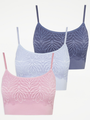 Lace Non Wired Comfort Bras 3 Pack Women at ASDA