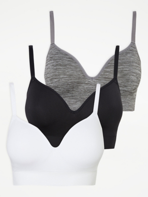 DD+ Nonwired Moulded Seamfree Full Cup Bras 3 Pack Lingerie at ASDA