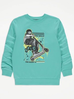 Green Scooter Print Sweatshirt