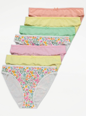 Floral Print High Leg Knickers 7 Pack Women at ASDA