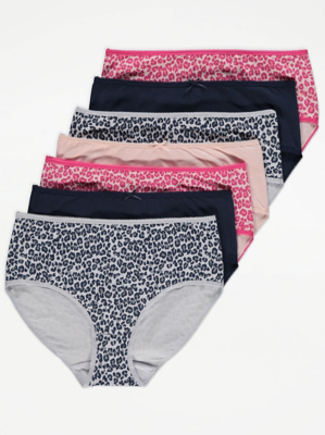 Leopard Print Midi Knickers 7 Pack Women at ASDA