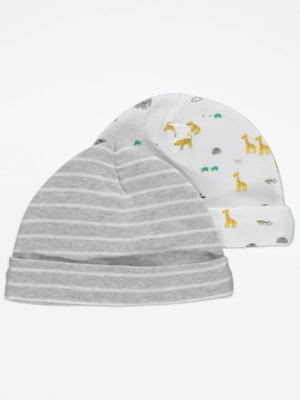 Printed Premature Baby Hats 2 Pack Baby at ASDA
