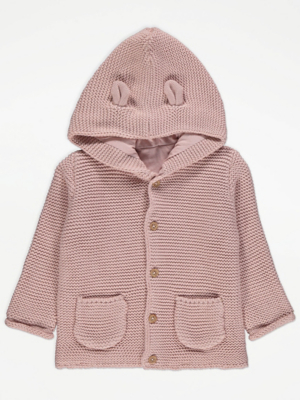 Pink Chunky Knit Cardigan Baby at ASDA