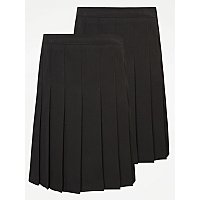 Girls Black Permanent Pleats School Skirt 2 Pack | School | George at ASDA
