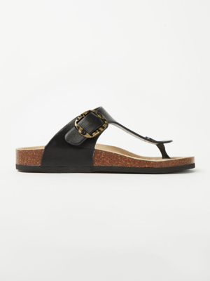 Black Moulded Footbed Sandals Women at ASDA