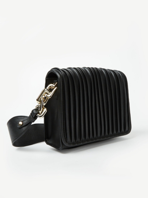 Black Pleated Cross Body Bag Women at ASDA