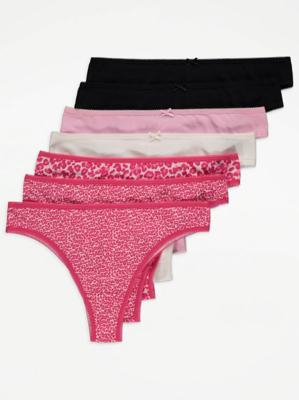 Assorted Leopard Print Brazilian Knickers 7 Pack Women at ASDA