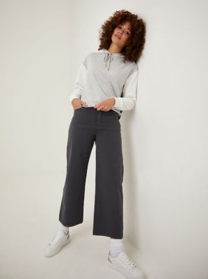 Charcoal Wide Leg Cropped Jeans Women at ASDA