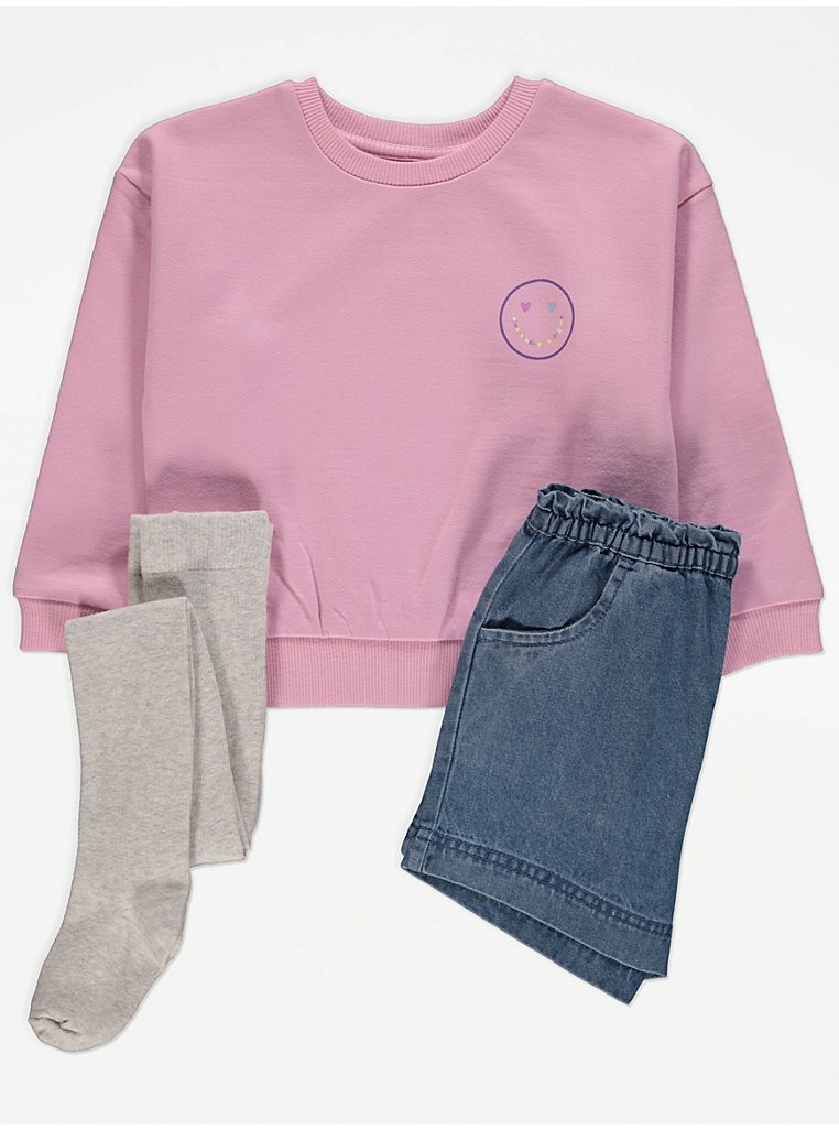 Smiley Face Print Sweatshirt Outfit | Kids | George at ASDA