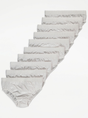 White Cotton Rich Briefs 10 Pack Kids at ASDA