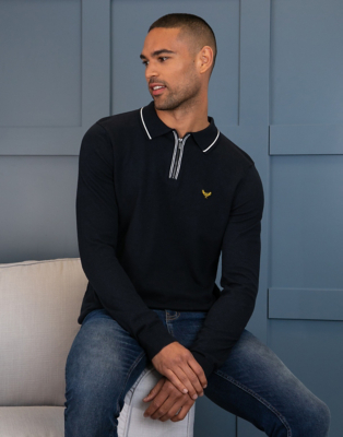 mens navy polo neck jumper