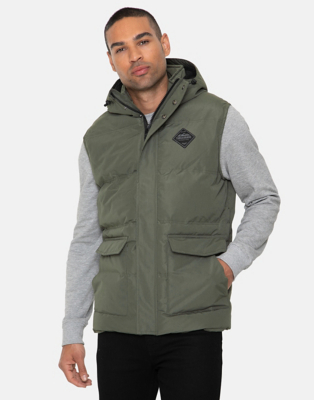 Threadbare Khaki Hooded Gilet Men at ASDA
