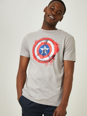 Marvel Captain America Grey Jersey T-Shirt