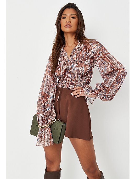 Missguided Paisley Tie Neck Blouse | Women | George at ASDA