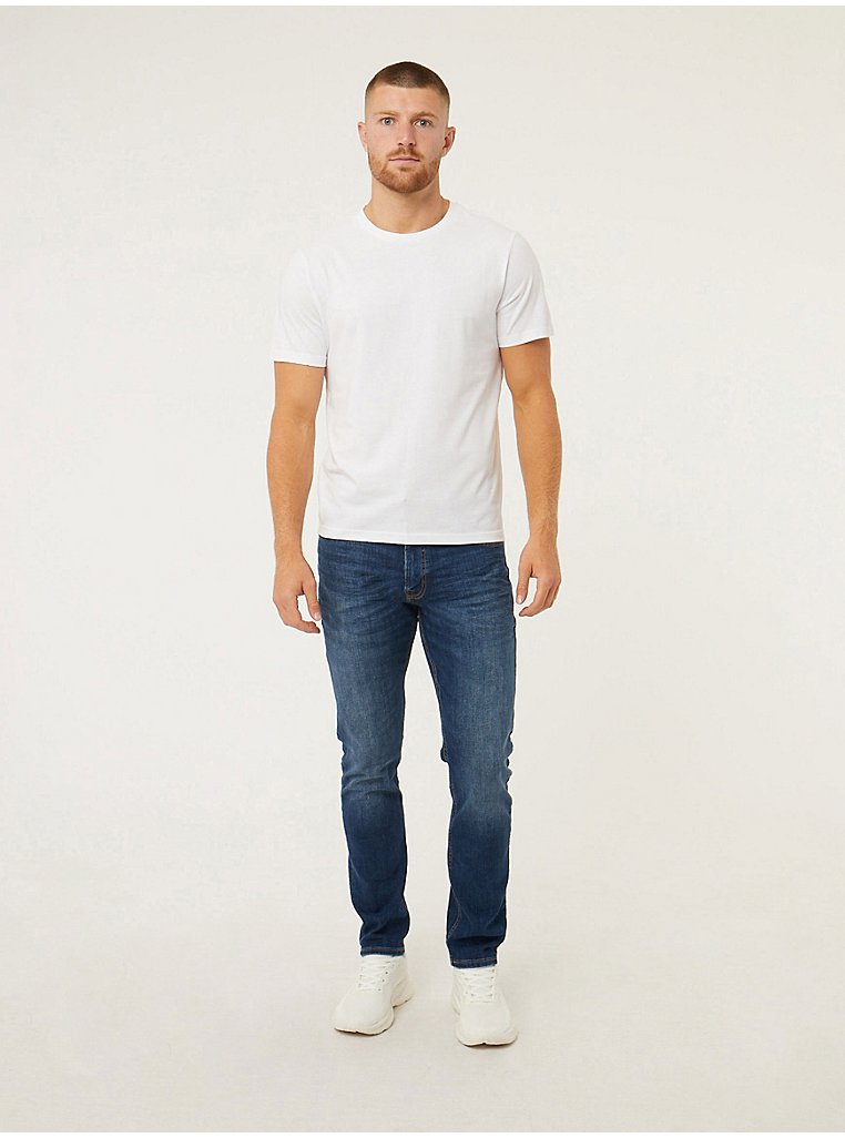 Mid Blue Slim Fit Jeans With Stretch | Men | George at ASDA