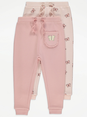 Pink Butterfly Print Joggers 2 Pack