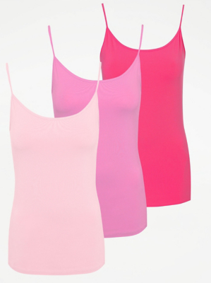 Pink Jersey Cami Vest Tops 3 Pack