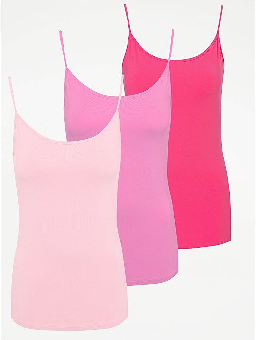 Pink Cami Vest 3 Pack | Women | at ASDA