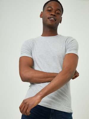 Grey Plain Muscle Fit TShirt Men at ASDA