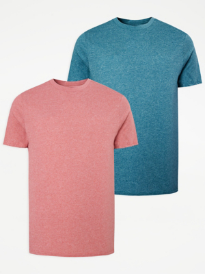 Pink Textured Crew Neck T-Shirts 2 Pack