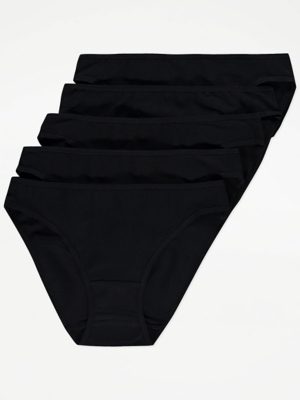 Black Super High Leg Knickers 5 Pack Women at ASDA