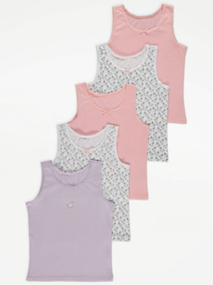 Unicorn Print Vest Tops 5 Pack Kids at ASDA