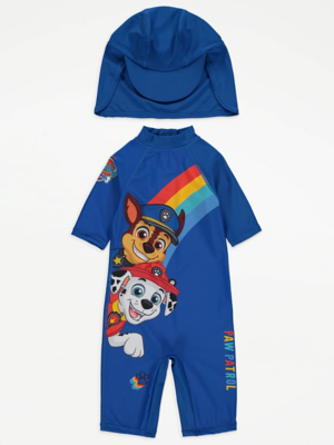 PAW Patrol Blue All in One Swimsuit and Keppi Hat