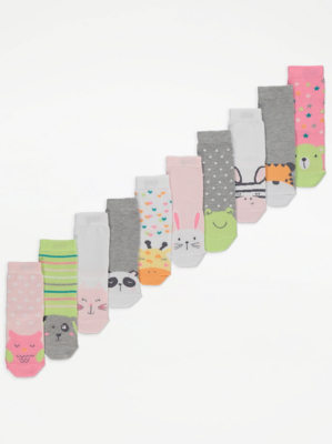 Pastel Animal Print Socks 10 Pack