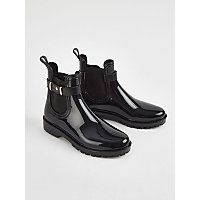 Black Glossy Finish Ankle Wellington Boots | Women | George at ASDA