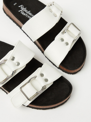 White Double Buckle Sandals Women at ASDA