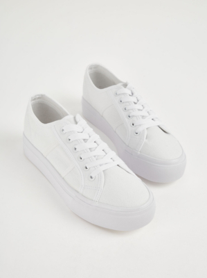white lace up trainers
