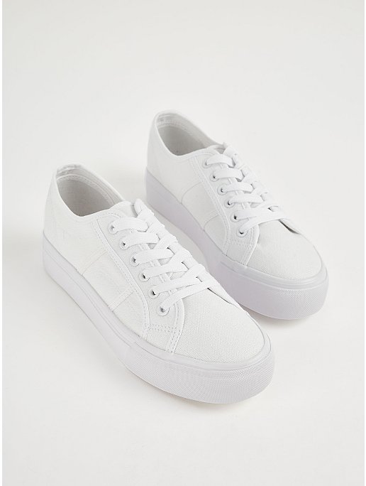 White Lace Up Flatform Trainers | Women | George at ASDA