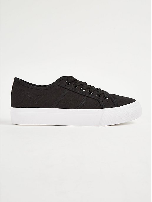 Black Lace Up Flatform Trainers | Women | George at ASDA