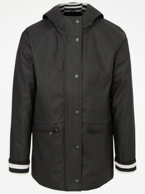Black Hooded Fisherman Jacket Kids at ASDA