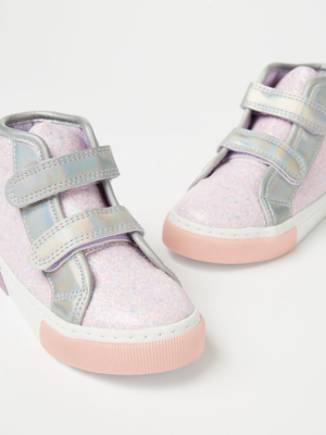 Lilac Glitter 2 Strap High-Top Trainers
