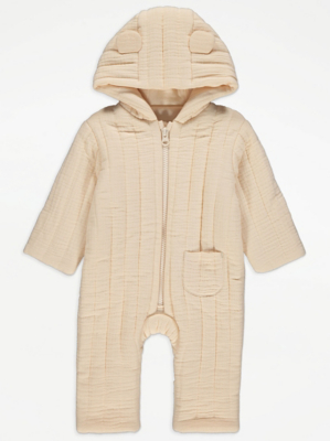 Cream Hooded Pramsuit Baby at ASDA
