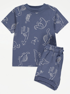 Navy Dinosaur Print T-Shirt and Shorts Outfit