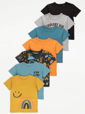 Assorted Bright Graphic Print T-Shirts 7 Pack